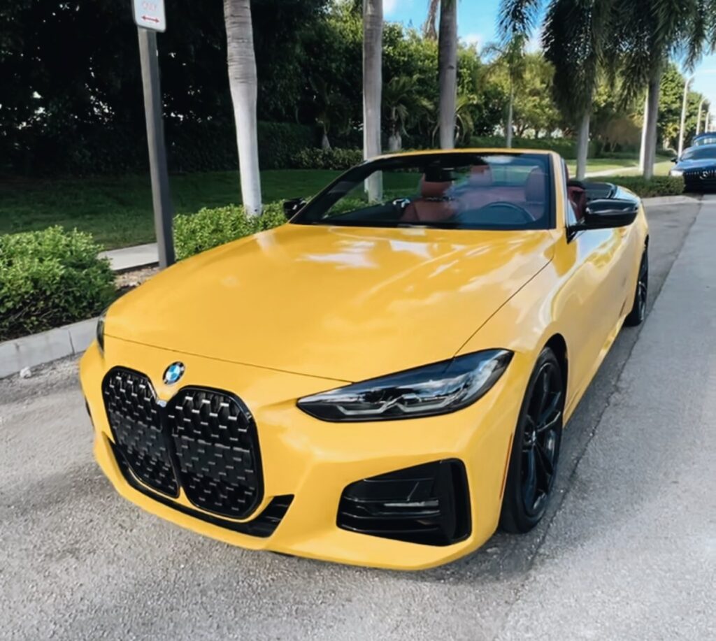 Yellow BMW 4 Series Convertible rental in Fort Lauderdale — Turtur Luxury Cars