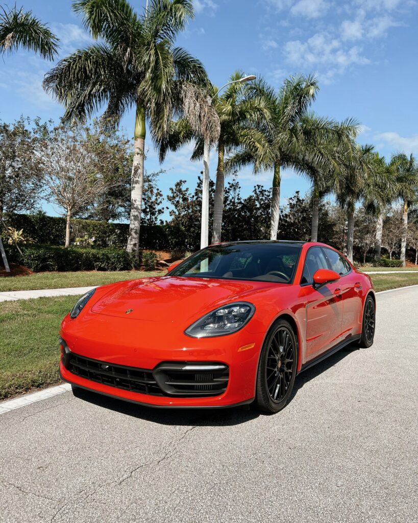 Red Porsche Panamera available for luxury rental near Fort Lauderdale Airport (FLL) — Turtur Luxury Cars